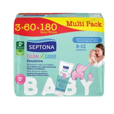 Septona Calm n Care Sensitive Μωρομάντηλα 3x60