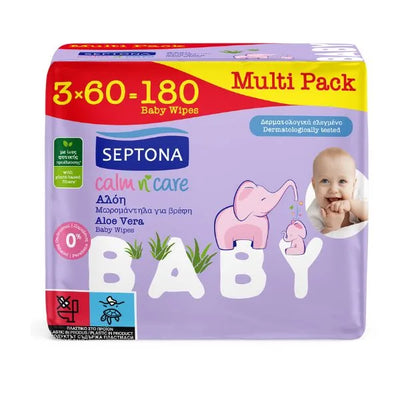 Septona Calm n Care Μωρομάντηλα Αλόη 3x60
