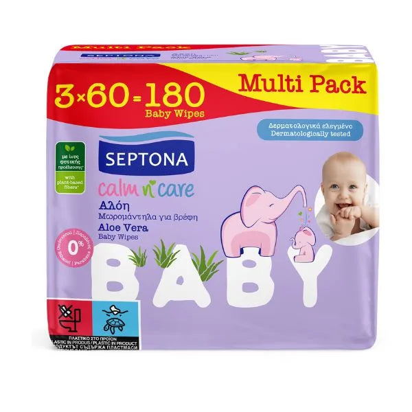 Septona Calm n Care Μωρομάντηλα Αλόη 3x60