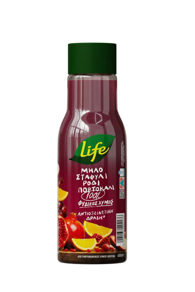 Life Χυμός Μήλο Σταφύλι Ρόδι 400ml