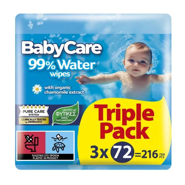 BabyCare 99% Water Μωρομάντηλα Triple Pack 3x72