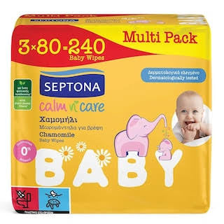 Septona Calm n Care Μωρομάντηλα Χαμομήλι 3x80